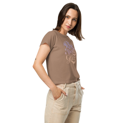Women’s High-Waisted T-Shirt | Rise Above,with Grace - AwRans Clothing