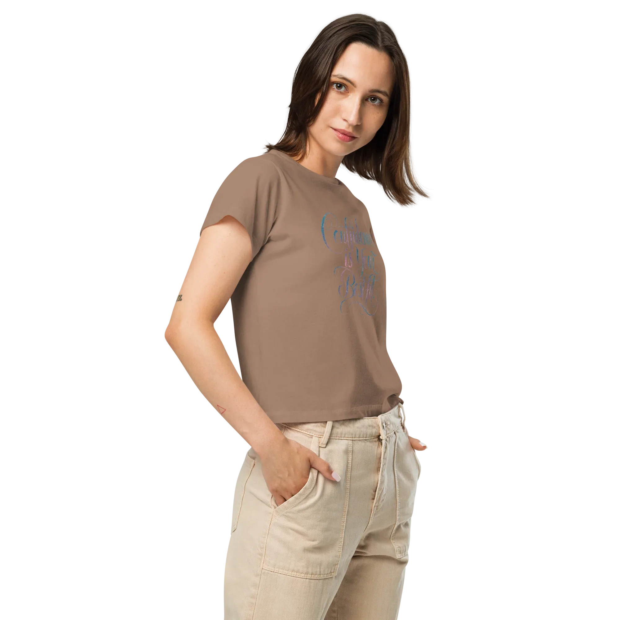 Women’s High-Waisted T-Shirt | Confidence Is Your Best Fit - AwRans Clothing
