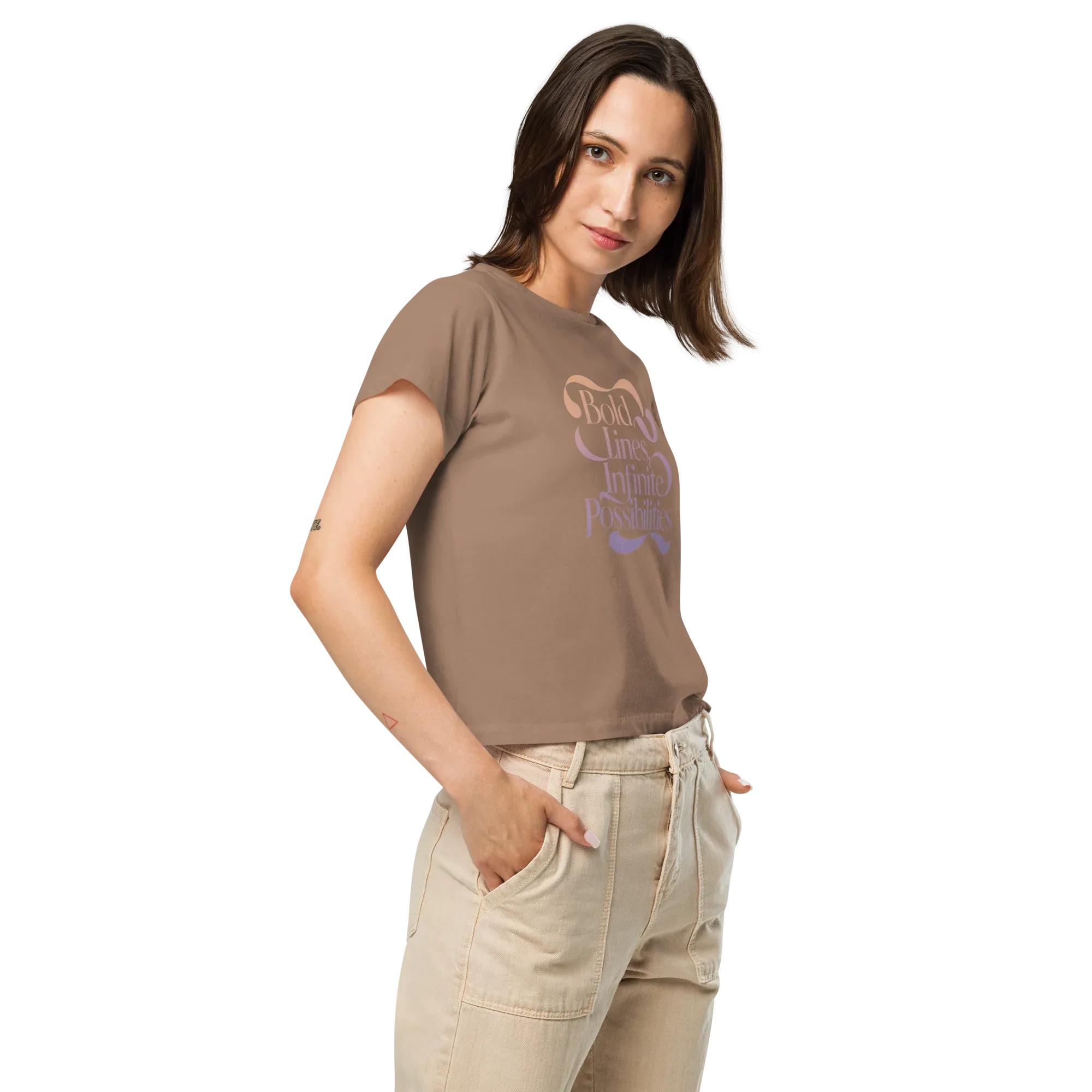 Women’s High-Waisted T-Shirt | Bold Lines Infinity Possibilities - AwRans Clothing