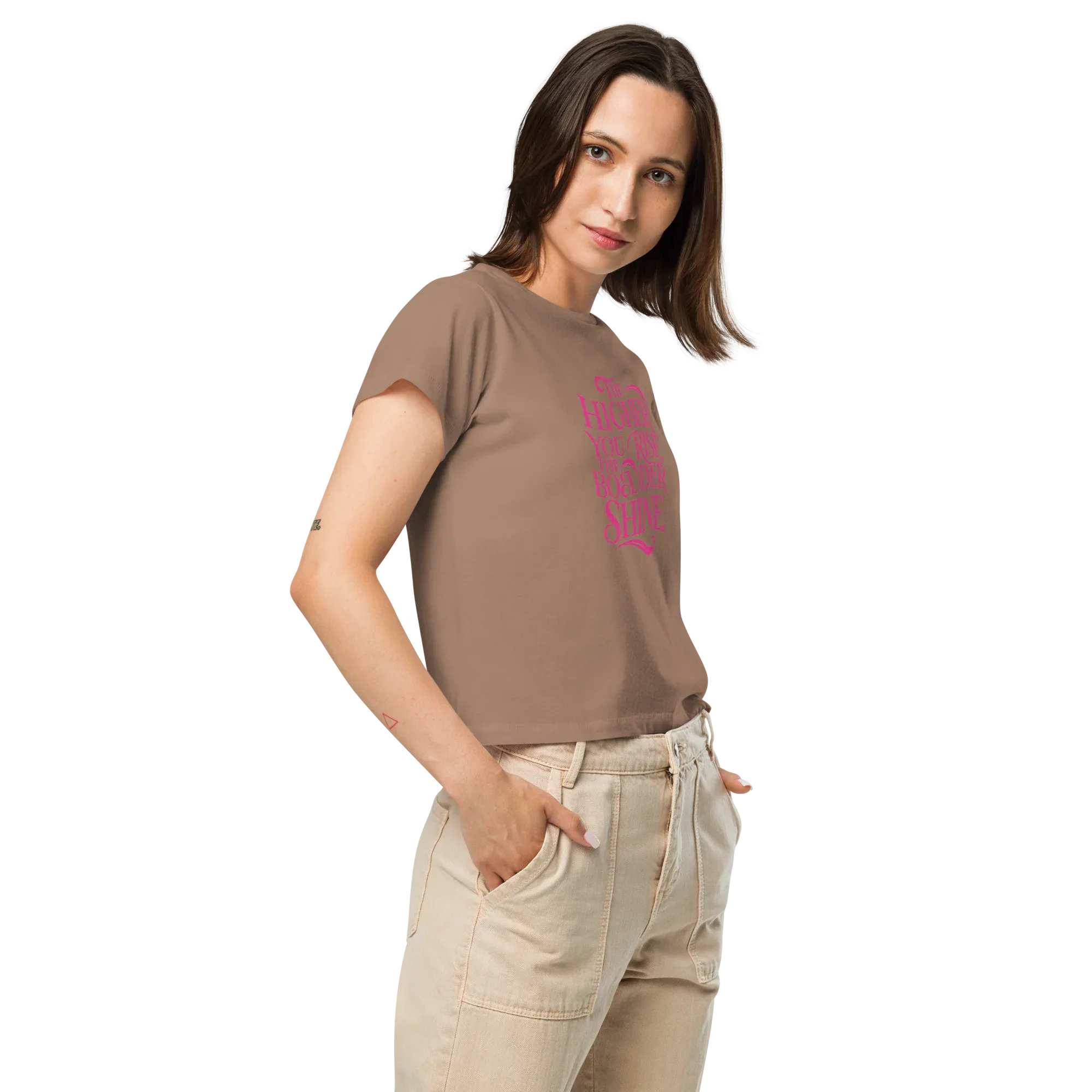 Women’s High-Waisted T-Shirt | The Higher You Shine The Bolder You Rise - AwRans Clothing