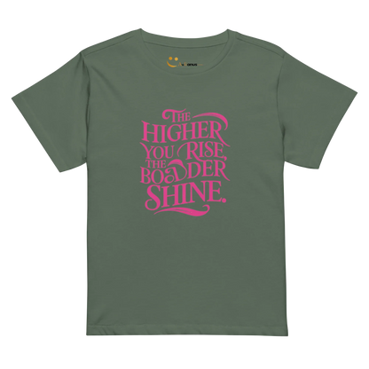 Women’s High-Waisted T-Shirt | The Higher You Shine The Bolder You Rise - AwRans Clothing
