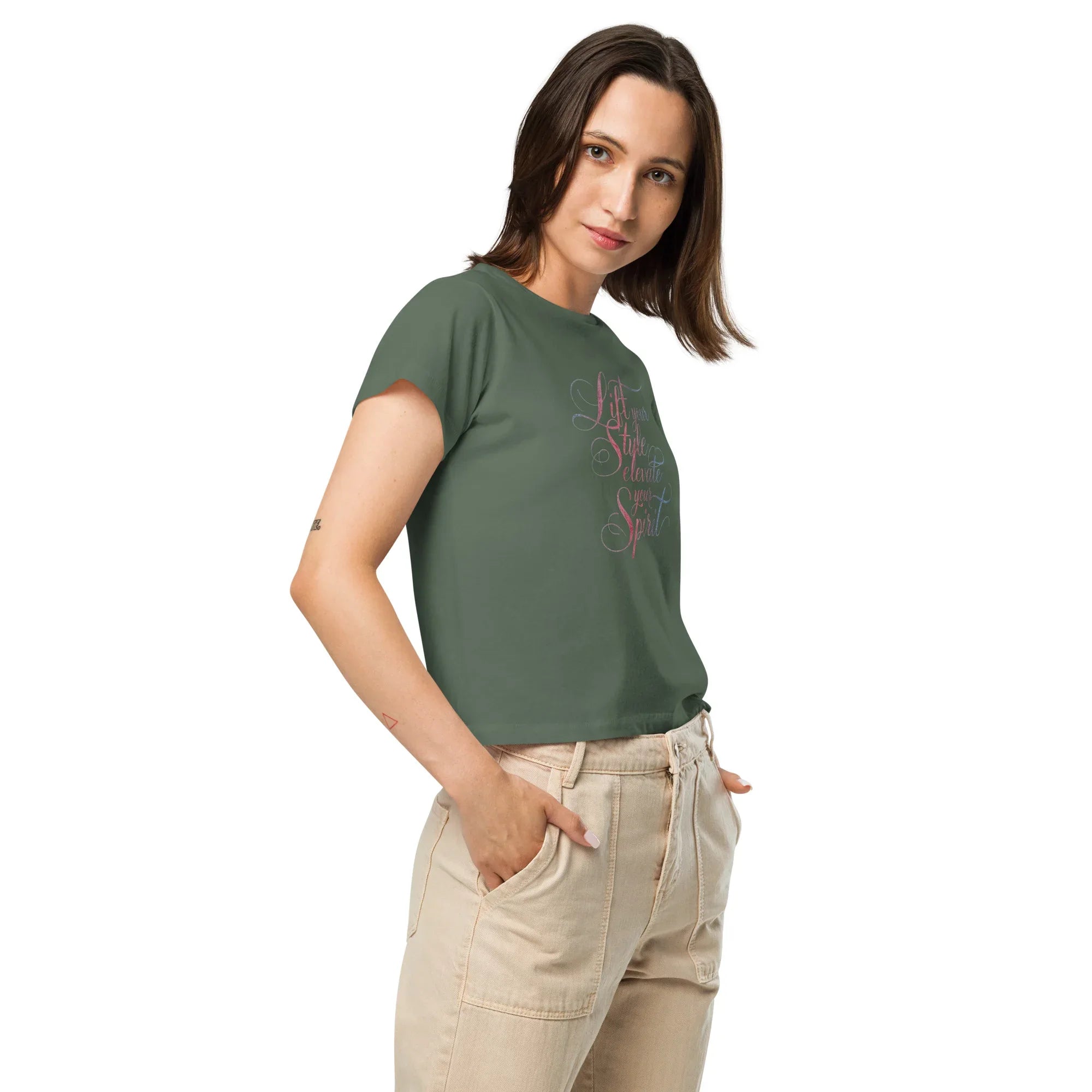 Women’s High-Waisted T-Shirt | Lift Your Style Elevate Your Spirit - AwRans Clothing