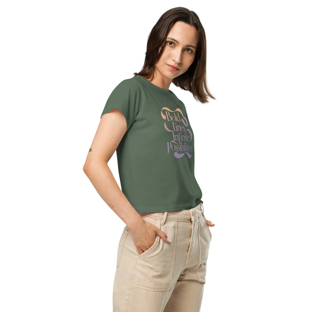 Women’s High-Waisted T-Shirt | Bold Lines Infinity Possibilities - AwRans Clothing