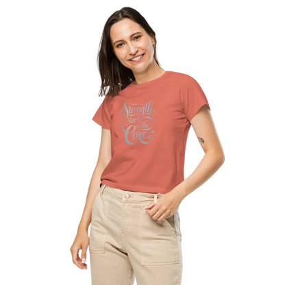 Women’s High-Waisted T-Shirt | Strength Starts From The Core - AwRans Clothing