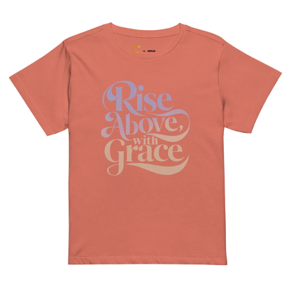 Women’s High-Waisted T-Shirt | Rise Above,with Grace - AwRans Clothing