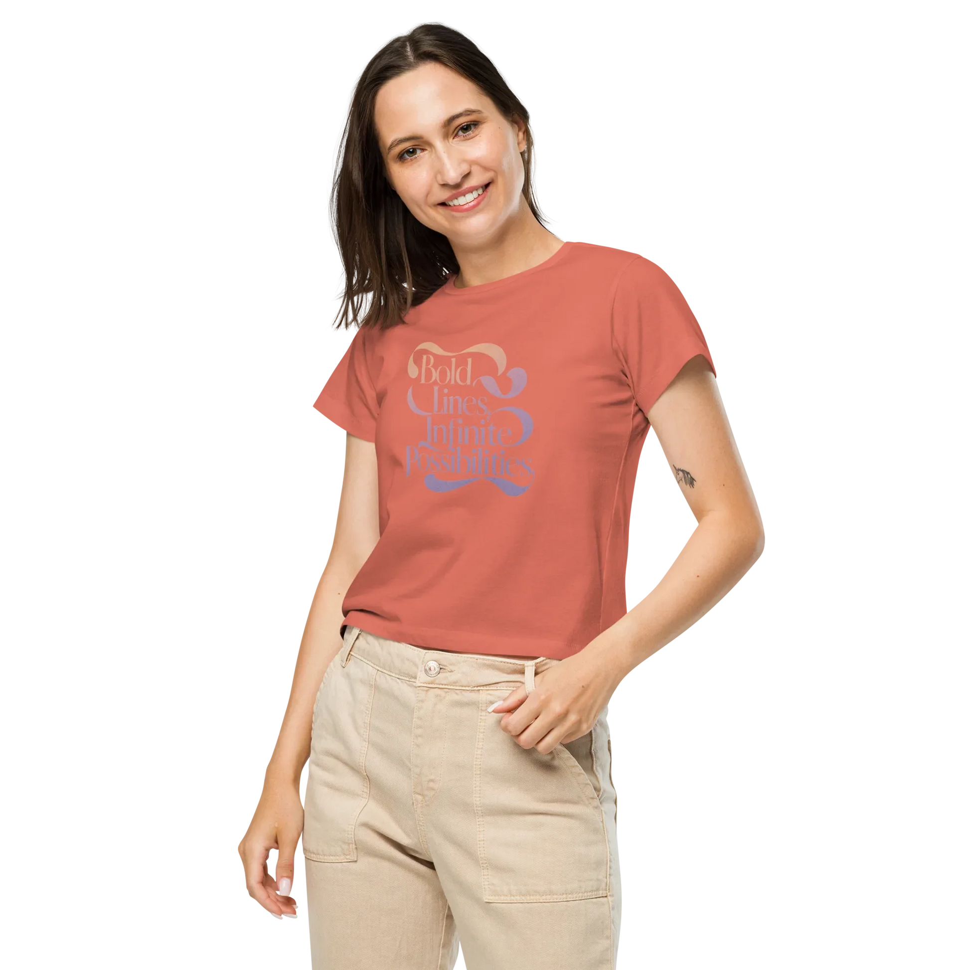 Women’s High-Waisted T-Shirt | Bold Lines Infinity Possibilities - AwRans Clothing
