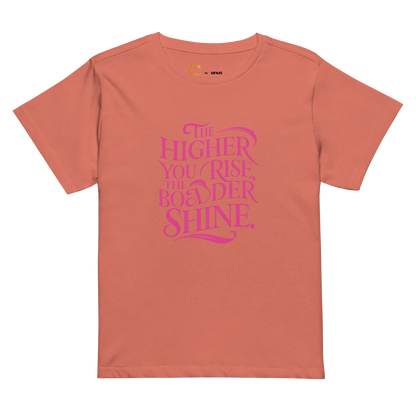 Women’s High-Waisted T-Shirt | The Higher You Shine The Bolder You Rise - AwRans Clothing