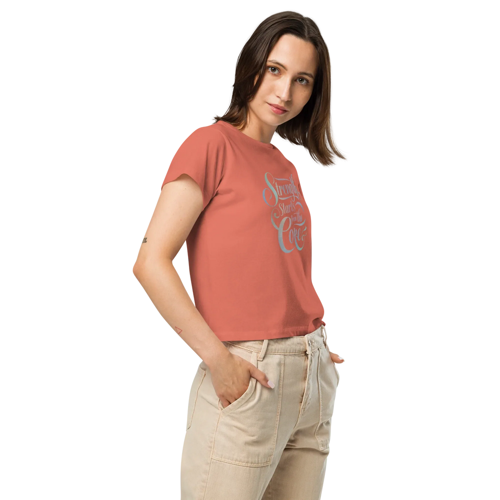 Women’s High-Waisted T-Shirt | Strength Starts From The Core - AwRans Clothing