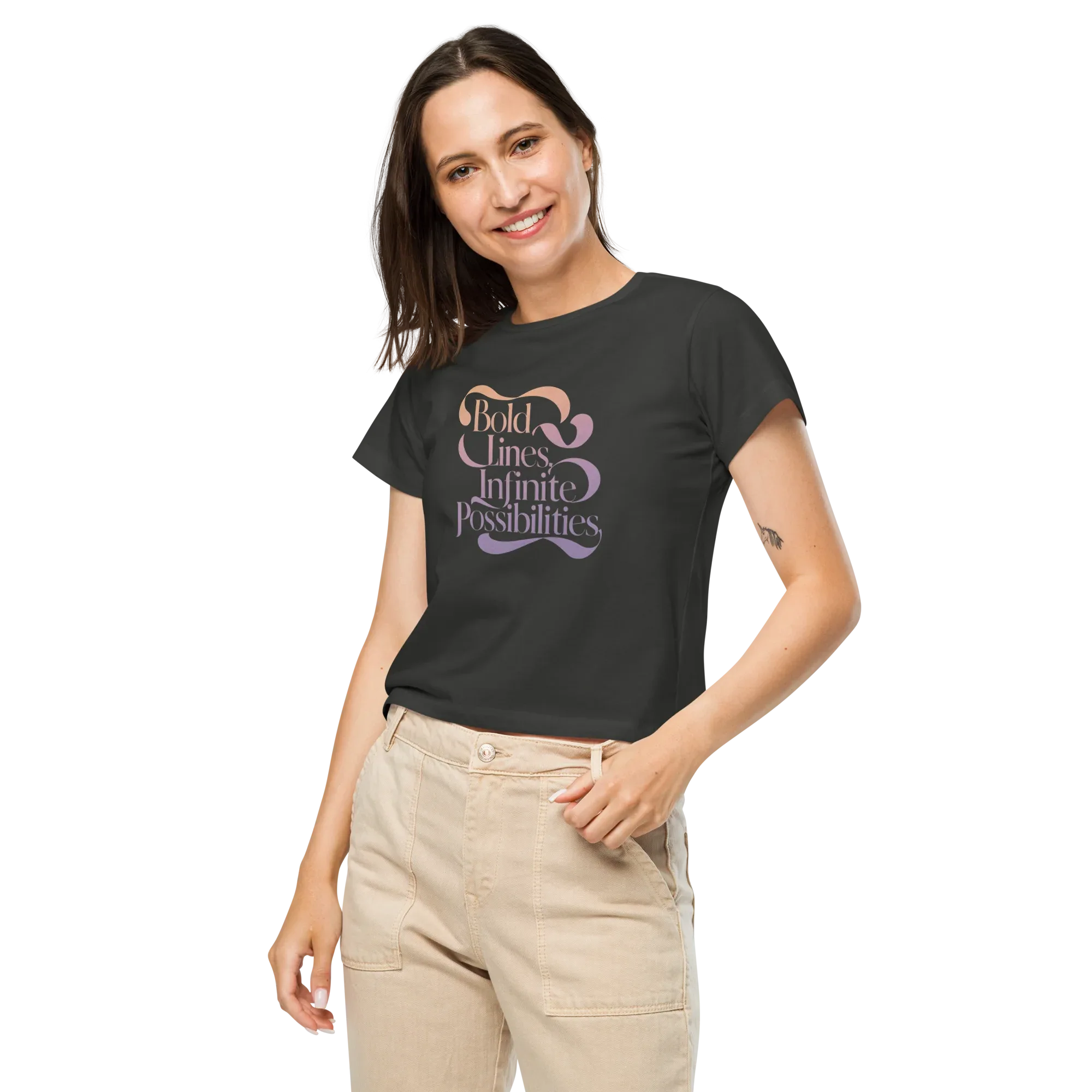 Women’s High-Waisted T-Shirt | Bold Lines Infinity Possibilities - AwRans Clothing