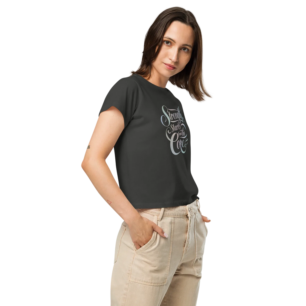Women’s High-Waisted T-Shirt | Strength Starts From The Core - AwRans Clothing