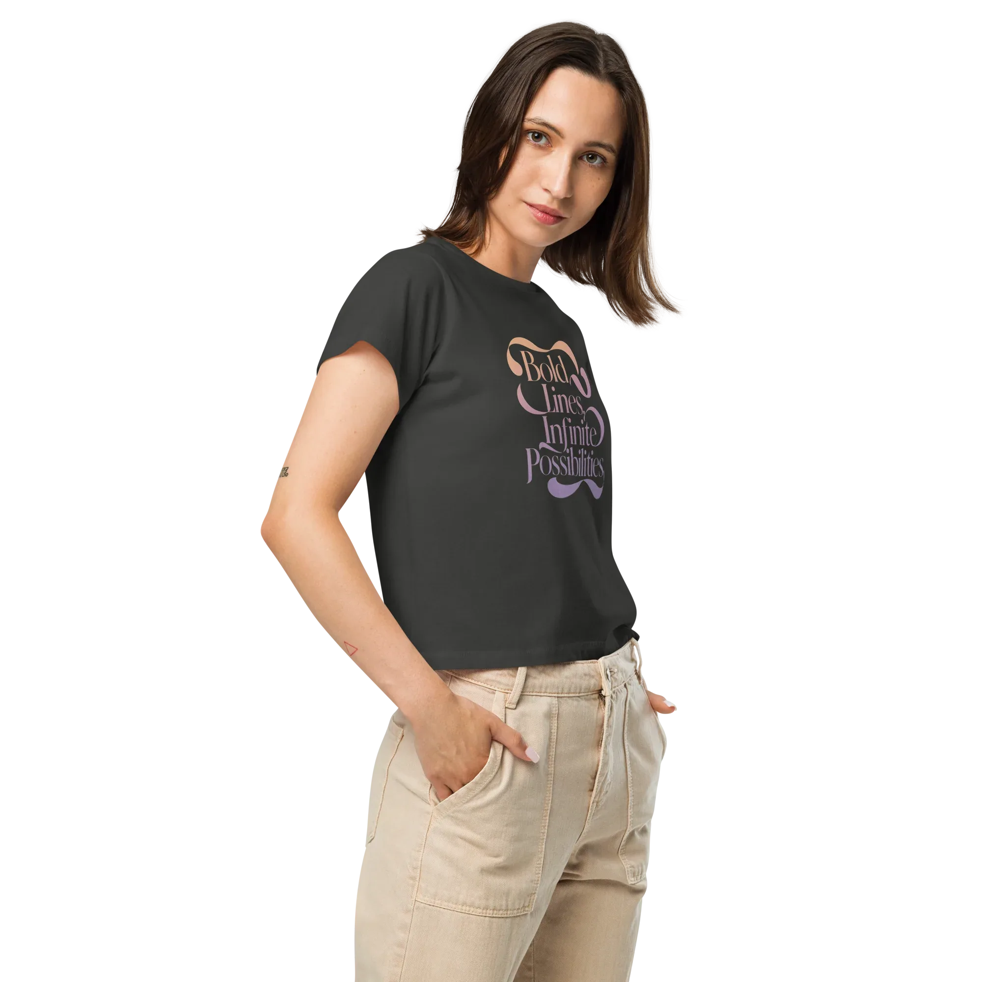 Women’s High-Waisted T-Shirt | Bold Lines Infinity Possibilities - AwRans Clothing