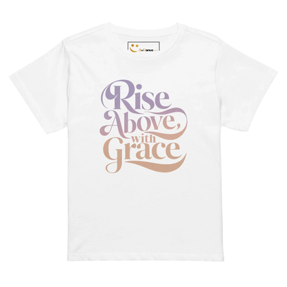 Women’s High-Waisted T-Shirt | Rise Above,with Grace - AwRans Clothing
