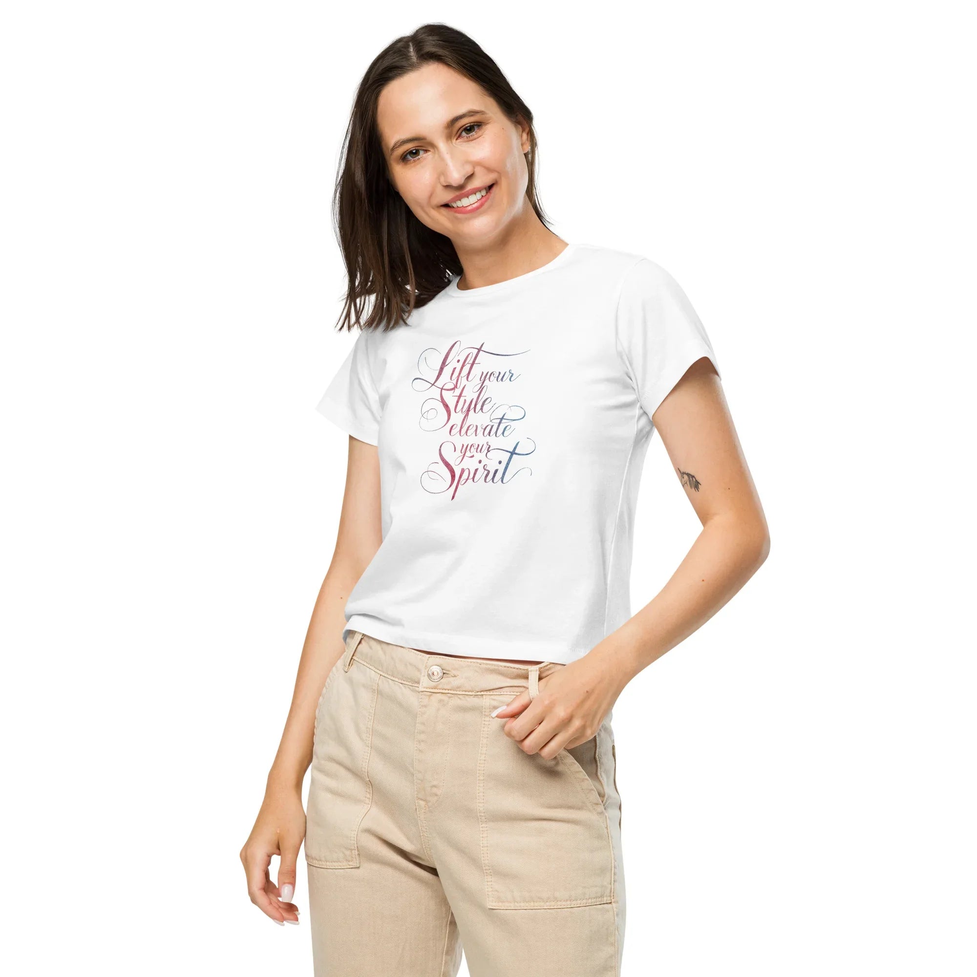 Women’s High-Waisted T-Shirt | Lift Your Style Elevate Your Spirit - AwRans Clothing
