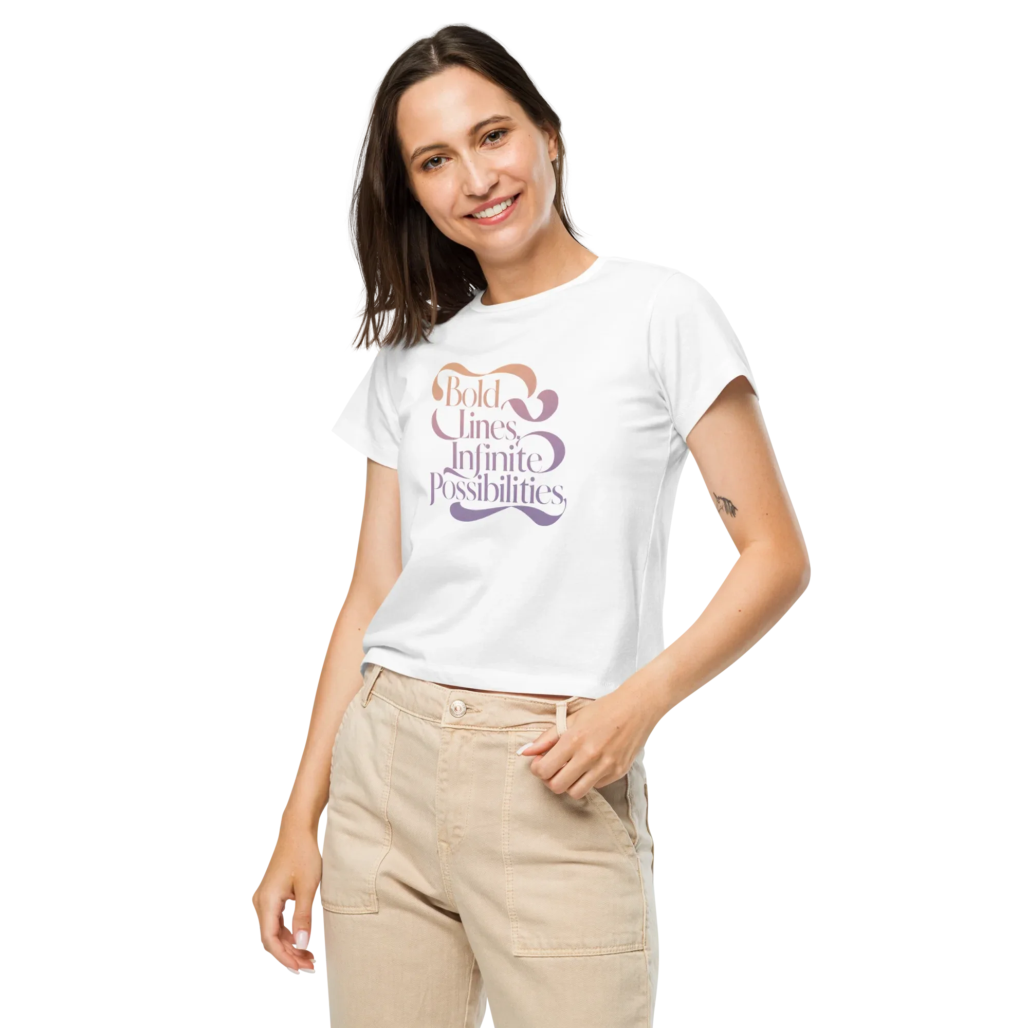 Women’s High-Waisted T-Shirt | Bold Lines Infinity Possibilities - AwRans Clothing