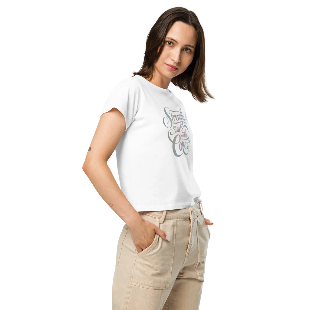 Women’s High-Waisted T-Shirt | Strength Starts From The Core - AwRans Clothing