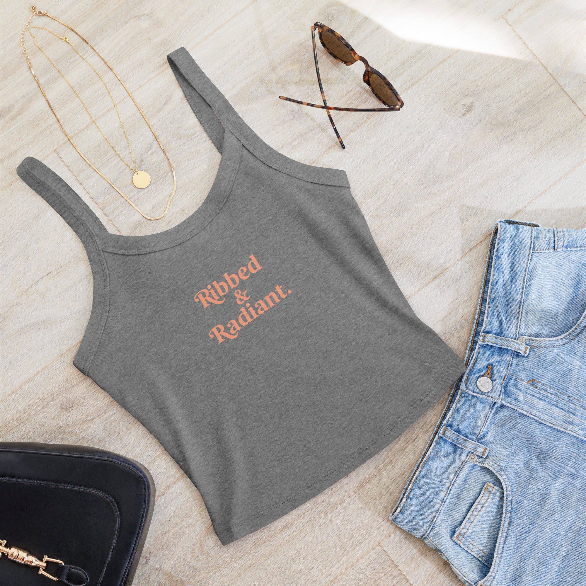 Women’s micro-rib tank top | Ribbed & Radiant micro-rib tank top AwRans Clothing womens-micro-rib-tank-top-athletic-heather-front-67ea7bdd1204a