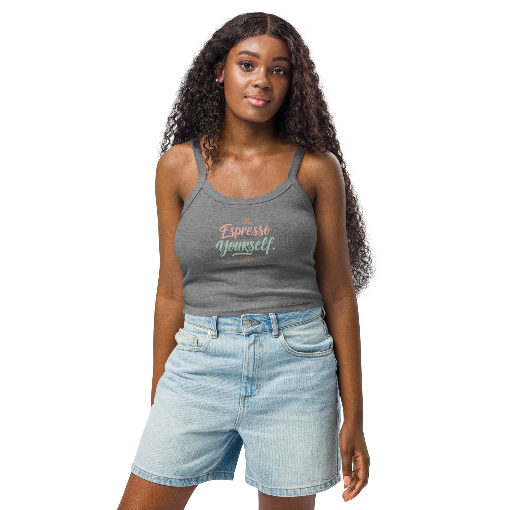 Women’s micro-rib tank top | Espresso Yourself micro-rib tank top AwRans Clothing womens-micro-rib-tank-top-athletic-heather-front-67ea7c7a0adbe