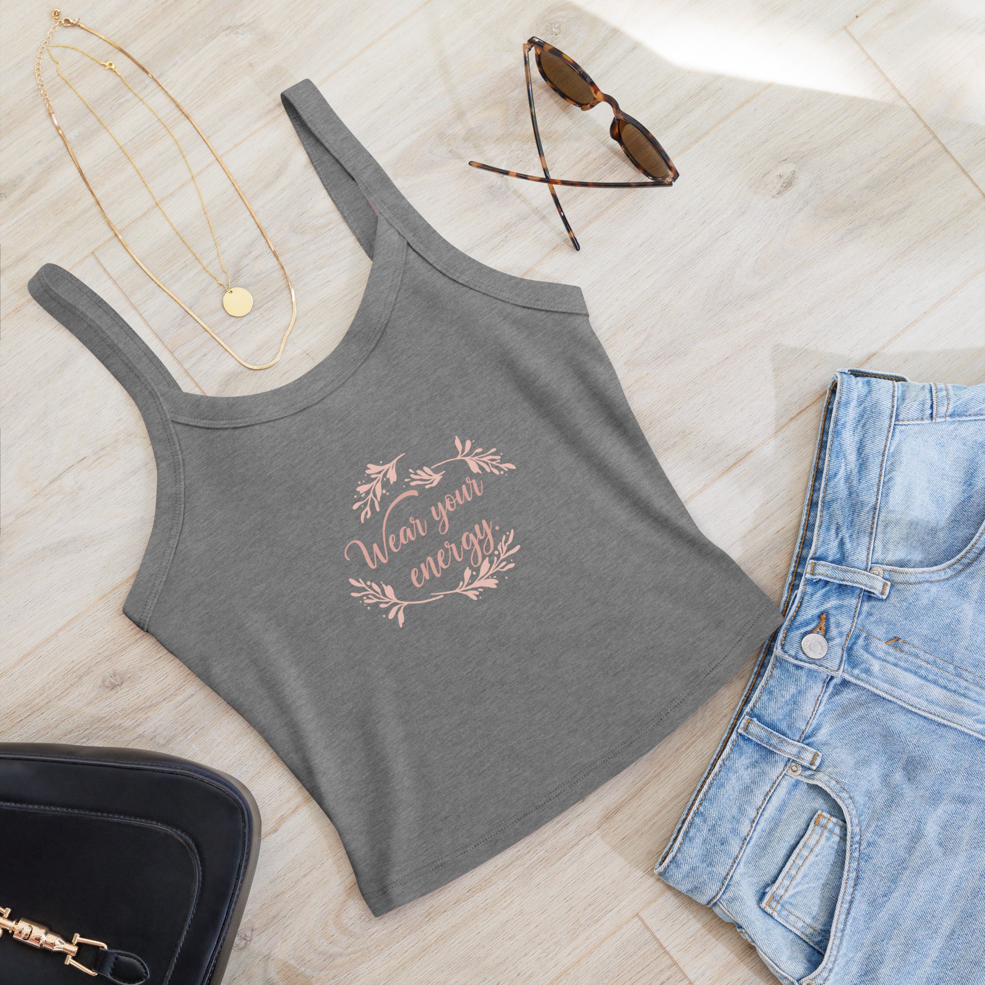Women’s micro-rib tank top | Wear Your Energy micro-rib tank top AwRans Clothing womens-micro-rib-tank-top-athletic-heather-front-67ea7eef32dc2