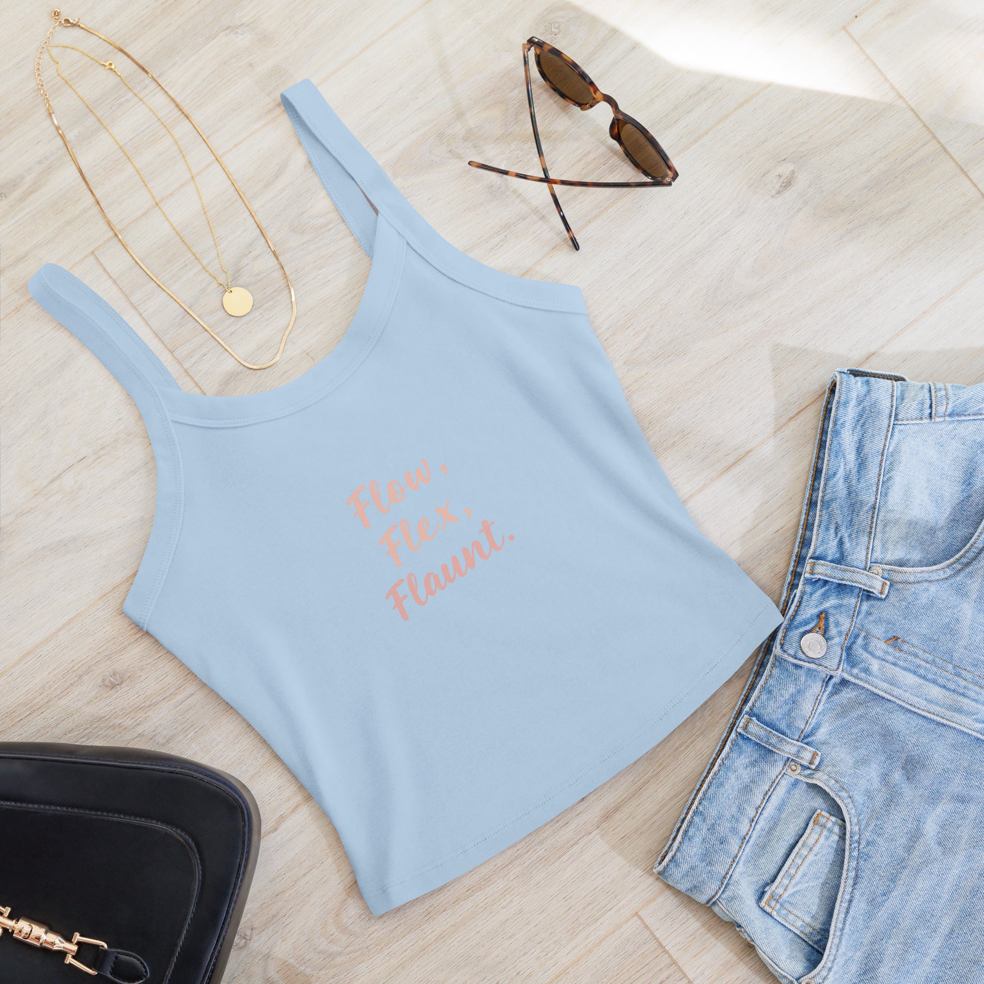 Women’s micro-rib tank top | Flow,Flex,Flaunt. micro-rib tank top AwRans Clothing womens-micro-rib-tank-top-solid-baby-blue-blend-front-67ea77bc57602