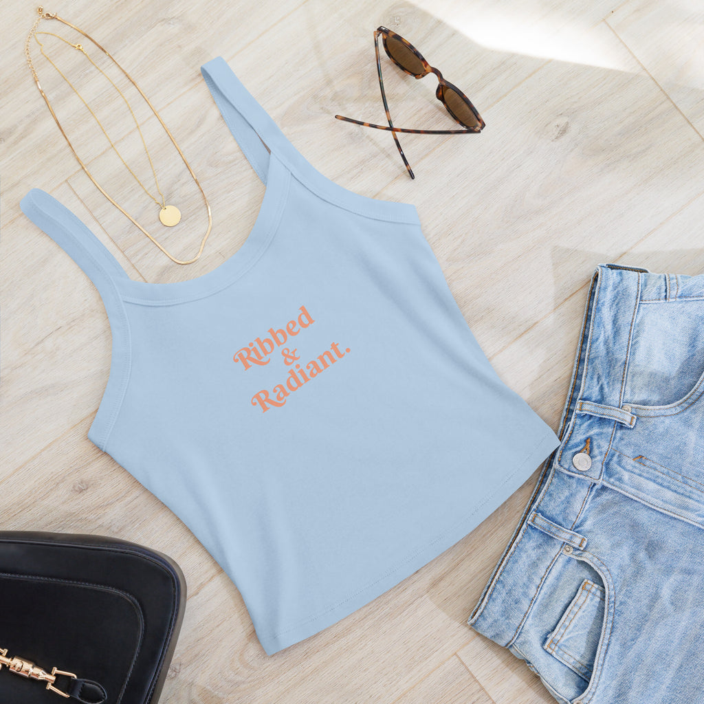 Women’s micro-rib tank top | Ribbed & Radiant micro-rib tank top AwRans Clothing womens-micro-rib-tank-top-solid-baby-blue-blend-front-67ea7bdd1371c