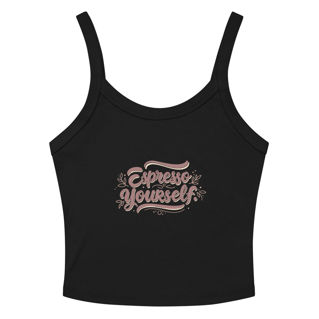 Women’s micro-rib tank top | Espresso Yourself Solid Black Blend micro-rib tank top AwRans Clothing womens-micro-rib-tank-top-solid-black-blend-front-67ea772213857