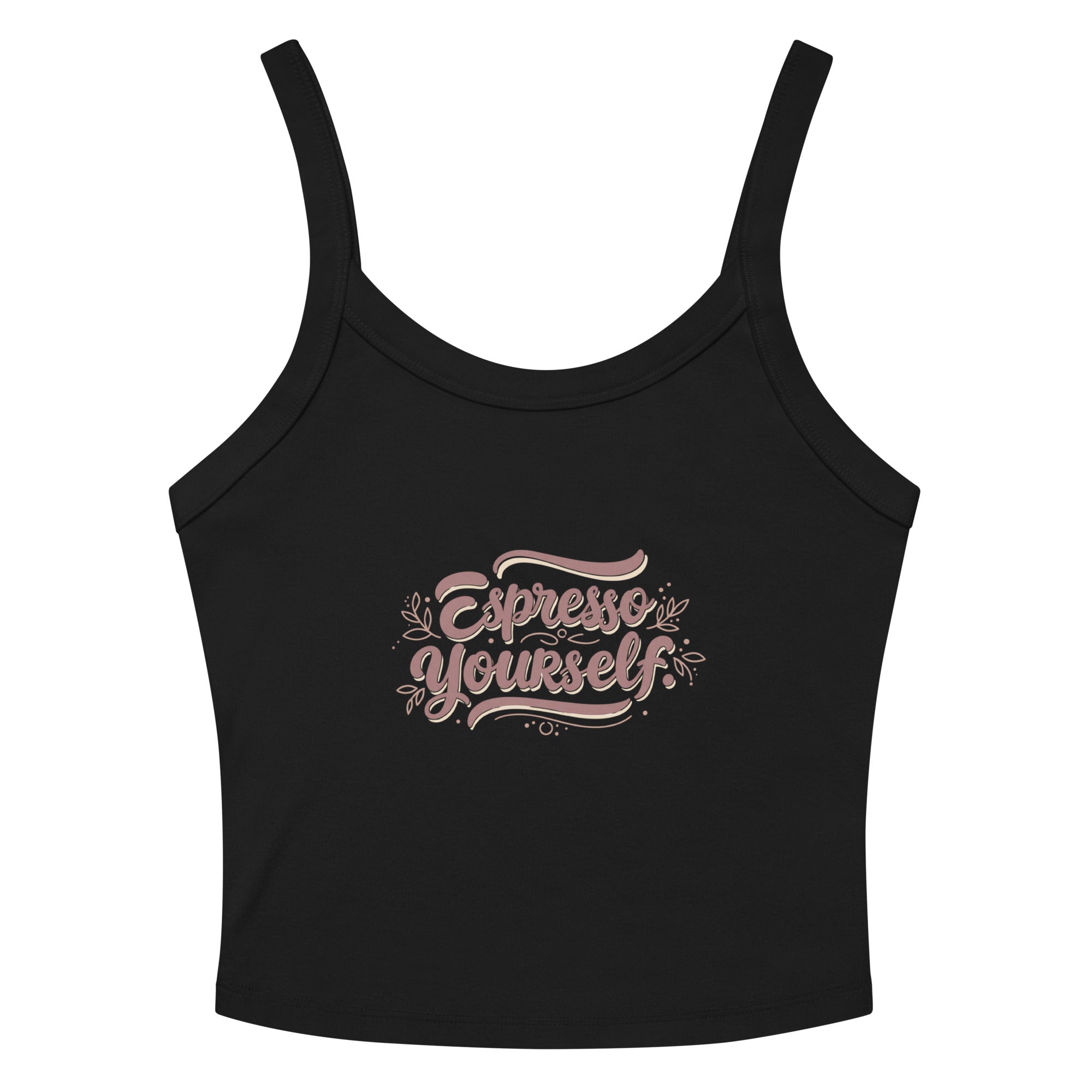 Women’s micro-rib tank top | Espresso Yourself Solid Black Blend micro-rib tank top AwRans Clothing womens-micro-rib-tank-top-solid-black-blend-front-67ea772213857