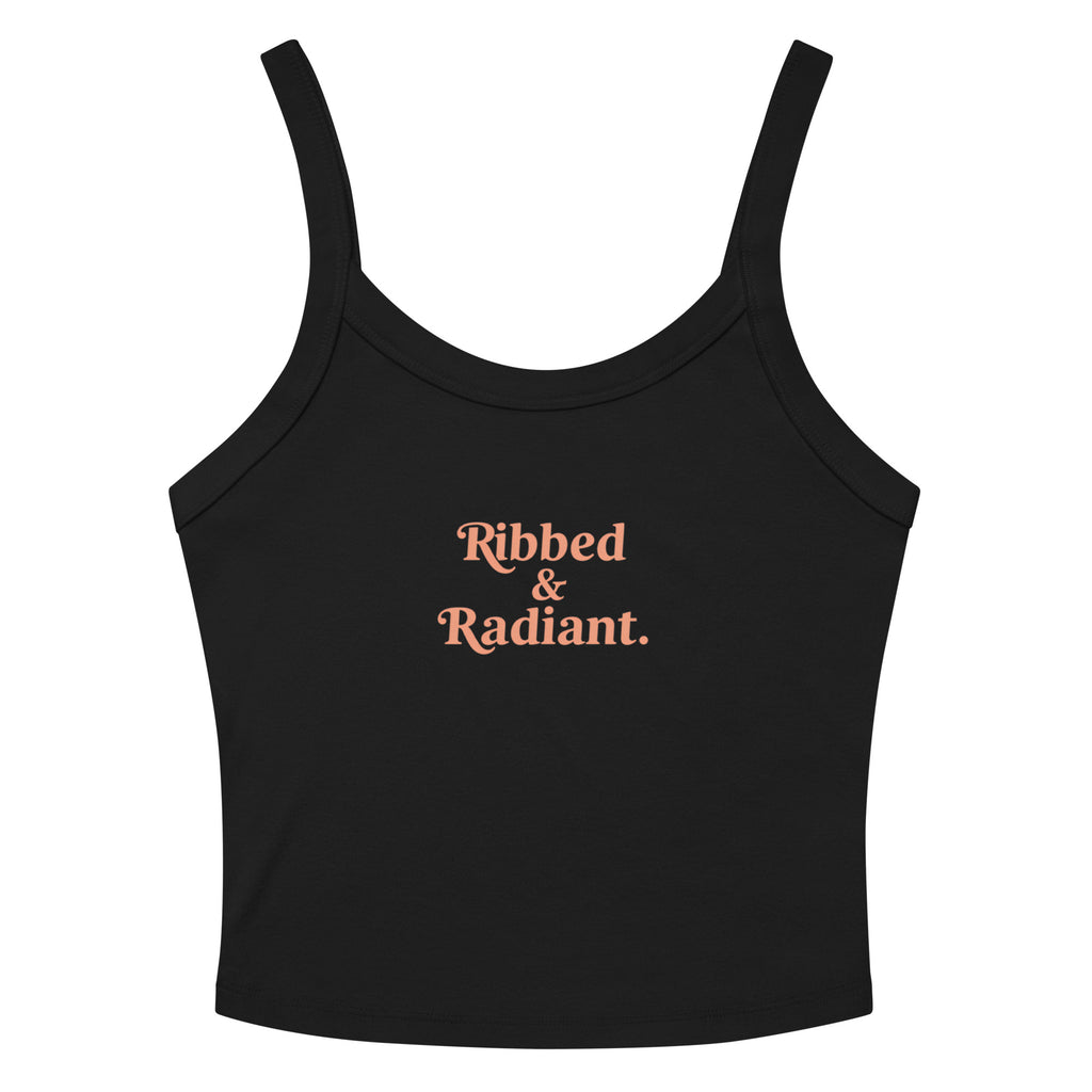 Women’s micro-rib tank top | Ribbed & Radiant Solid Black Blend micro-rib tank top AwRans Clothing womens-micro-rib-tank-top-solid-black-blend-front-67ea7bdd0f3b0
