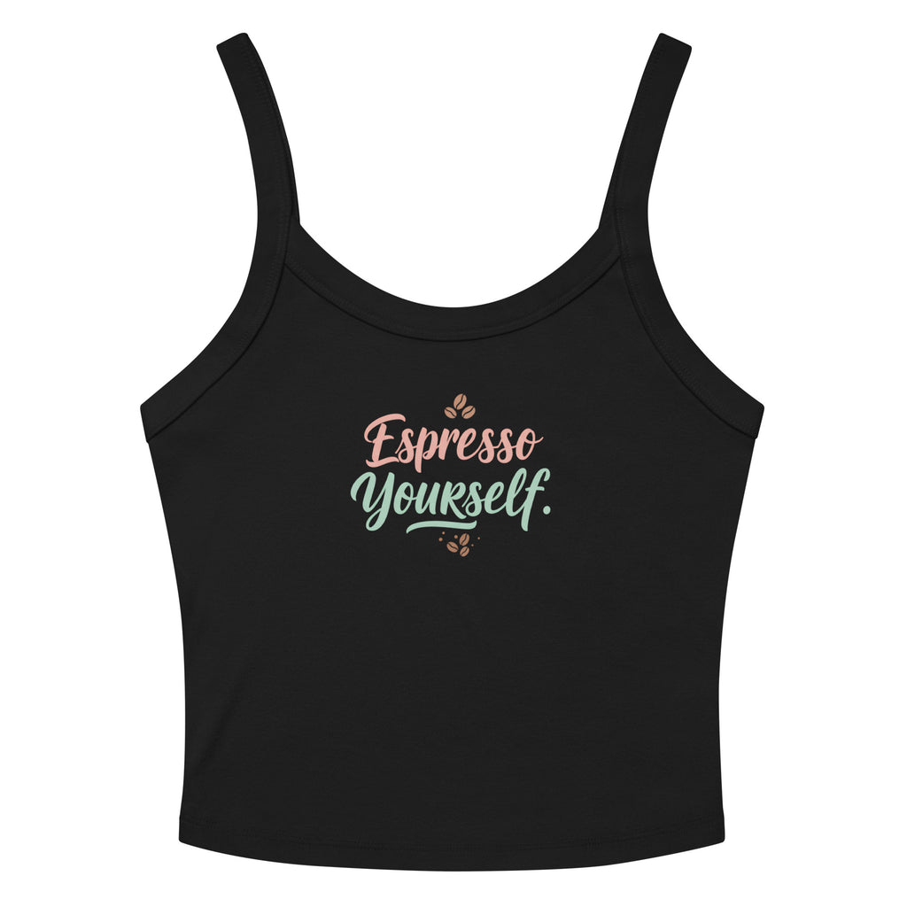 Women’s micro-rib tank top | Espresso Yourself Solid Black Blend micro-rib tank top AwRans Clothing womens-micro-rib-tank-top-solid-black-blend-front-67ea7c7a08c84