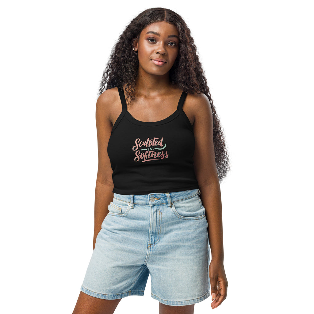 Women’s micro-rib tank top | Sculpted In Softness micro-rib tank top AwRans Clothing womens-micro-rib-tank-top-solid-black-blend-front-67ea7d1641277