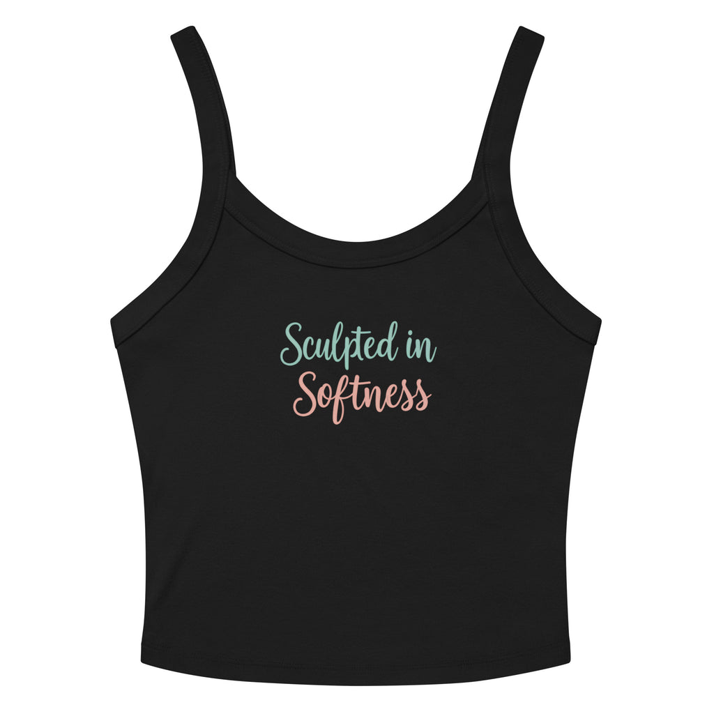 Women’s micro-rib tank top | Sculpted In Softness Solid Black Blend micro-rib tank top AwRans Clothing womens-micro-rib-tank-top-solid-black-blend-front-67ea7db427063