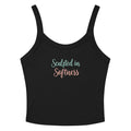 Women’s micro-rib tank top | Sculpted In Softness Solid Black Blend micro-rib tank top AwRans Clothing womens-micro-rib-tank-top-solid-black-blend-front-67ea7db427063