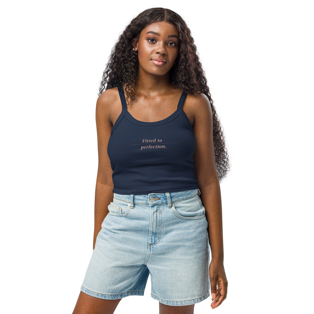 Women’s micro-rib tank top | Fitted To Perfection micro-rib tank top AwRans Clothing womens-micro-rib-tank-top-solid-navy-blend-front-67ea7a0cc2933