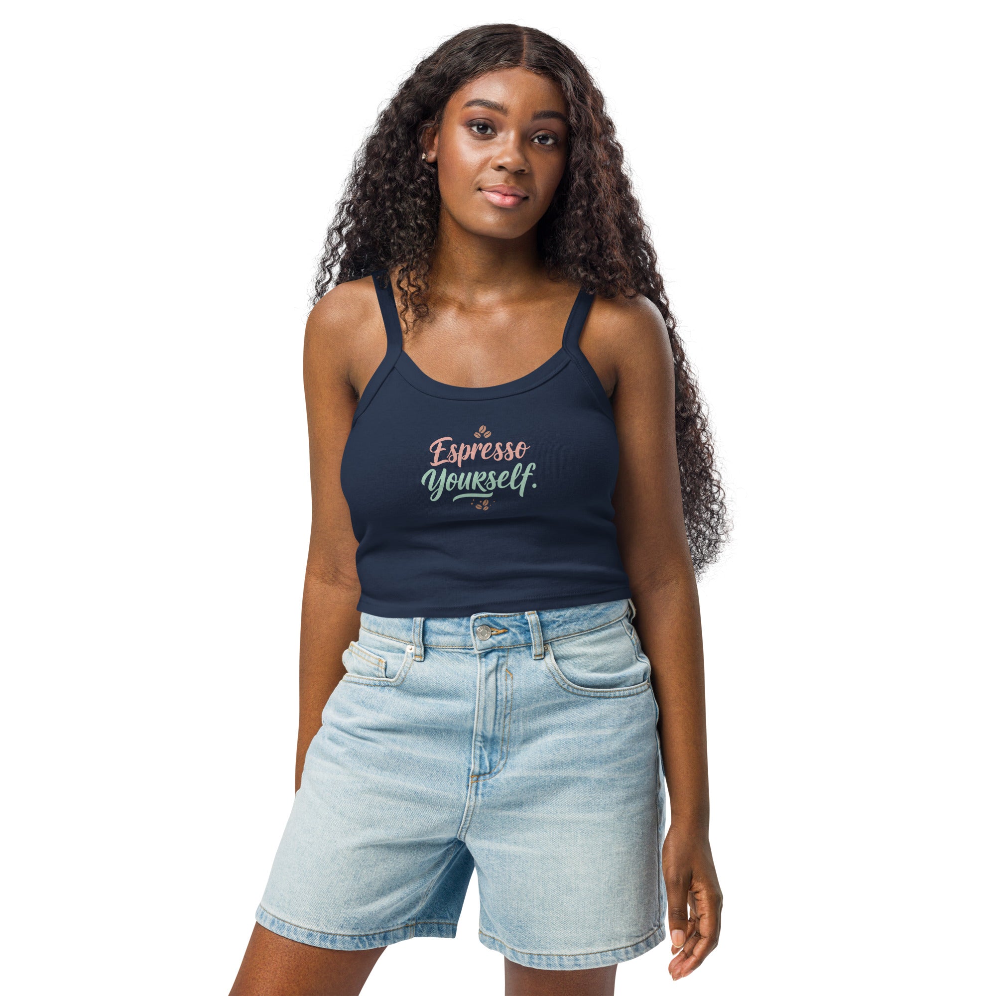 Women’s micro-rib tank top | Espresso Yourself micro-rib tank top AwRans Clothing womens-micro-rib-tank-top-solid-navy-blend-front-67ea7c7a09f8b