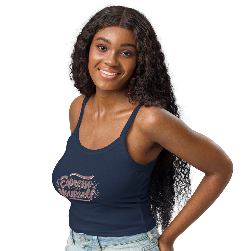 Women’s micro-rib tank top | Espresso Yourself micro-rib tank top AwRans Clothing womens-micro-rib-tank-top-solid-navy-blend-left-front-67ea772214cda