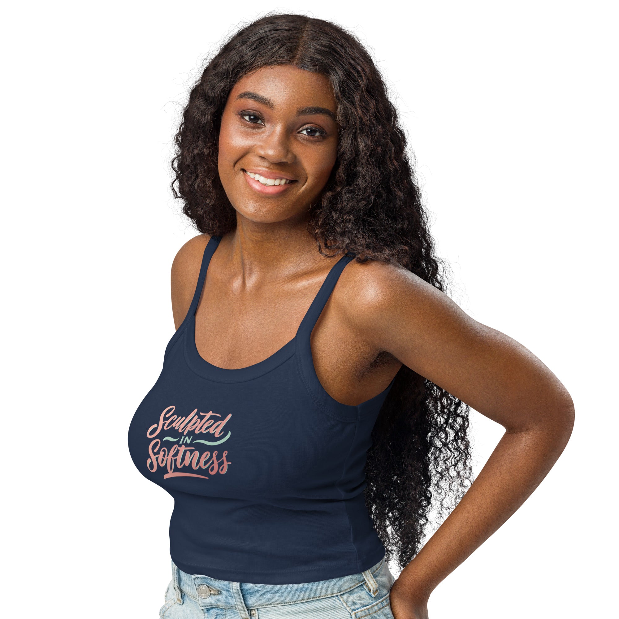 Women’s micro-rib tank top | Sculpted In Softness micro-rib tank top AwRans Clothing womens-micro-rib-tank-top-solid-navy-blend-left-front-67ea7d1641add