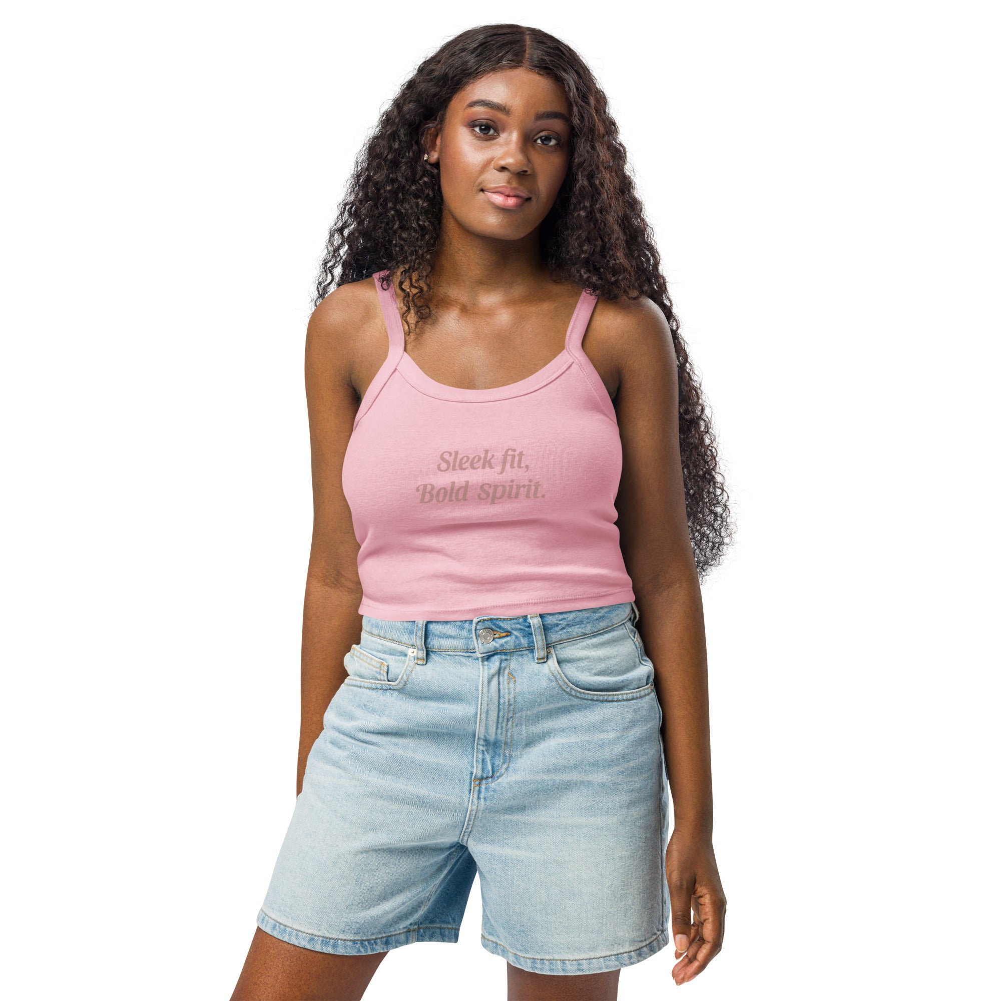 Women’s micro-rib tank top | Sleek Fit,Bold Spirit. micro-rib tank top AwRans Clothing womens-micro-rib-tank-top-solid-pink-blend-front-67ea7687345e8