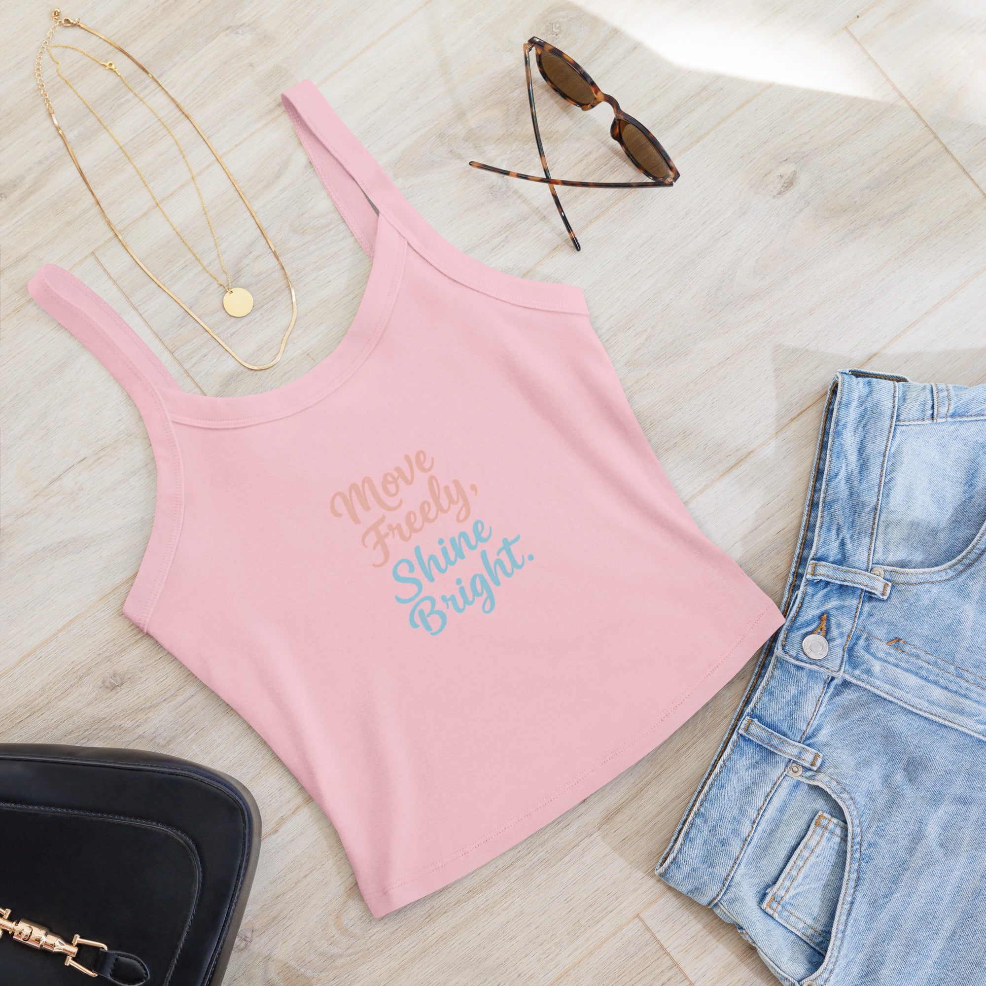 Women’s micro-rib tank top | Move Freely,Shine Bright micro-rib tank top AwRans Clothing womens-micro-rib-tank-top-solid-pink-blend-front-67ea785759bcc