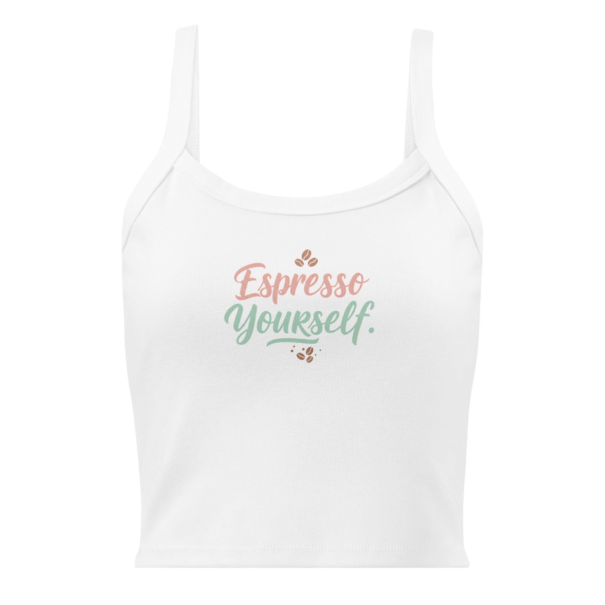 Women’s micro-rib tank top | Espresso Yourself micro-rib tank top AwRans Clothing womens-micro-rib-tank-top-solid-white-blend-front-67ea7c7a10fb9