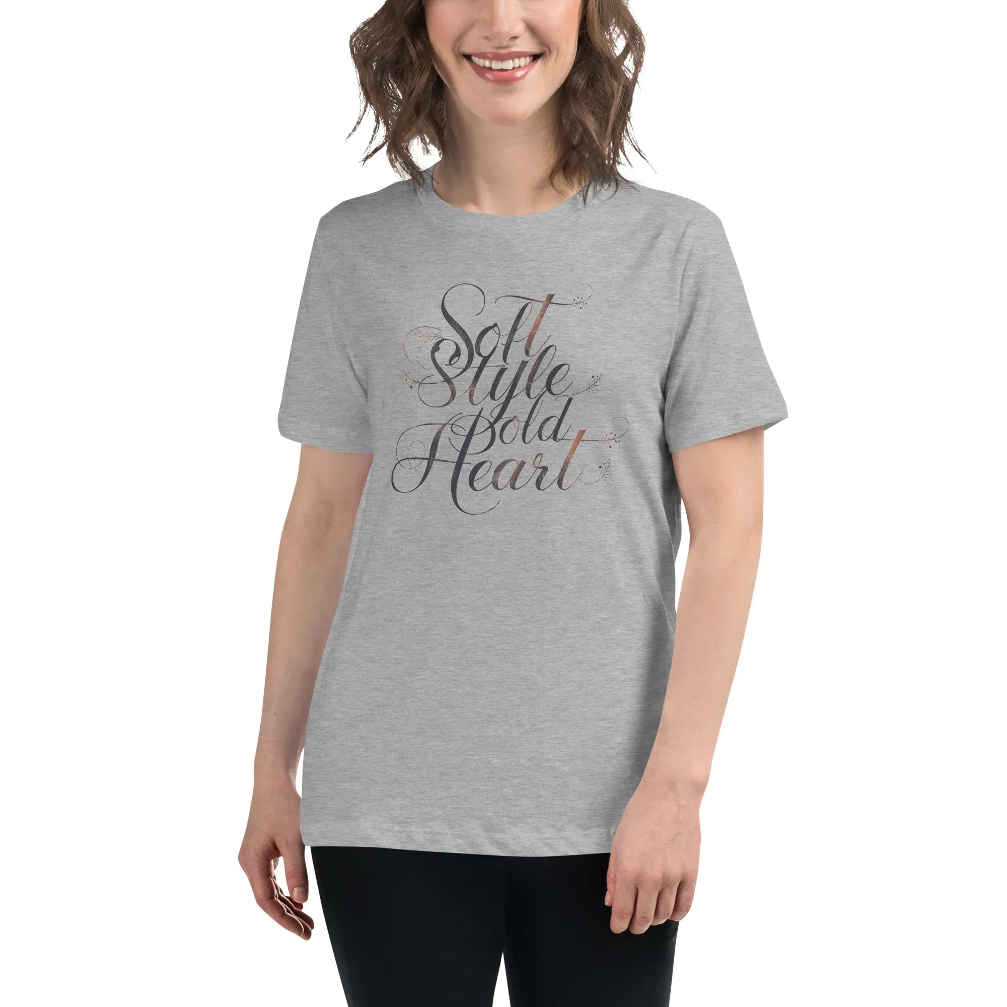 Women's Relaxed T-Shirt | Soft Style Heart Athletic Heather Women's t-shirt AwRans Clothing womens-relaxed-t-shirt-athletic-heather-front-67a40d038b5bf