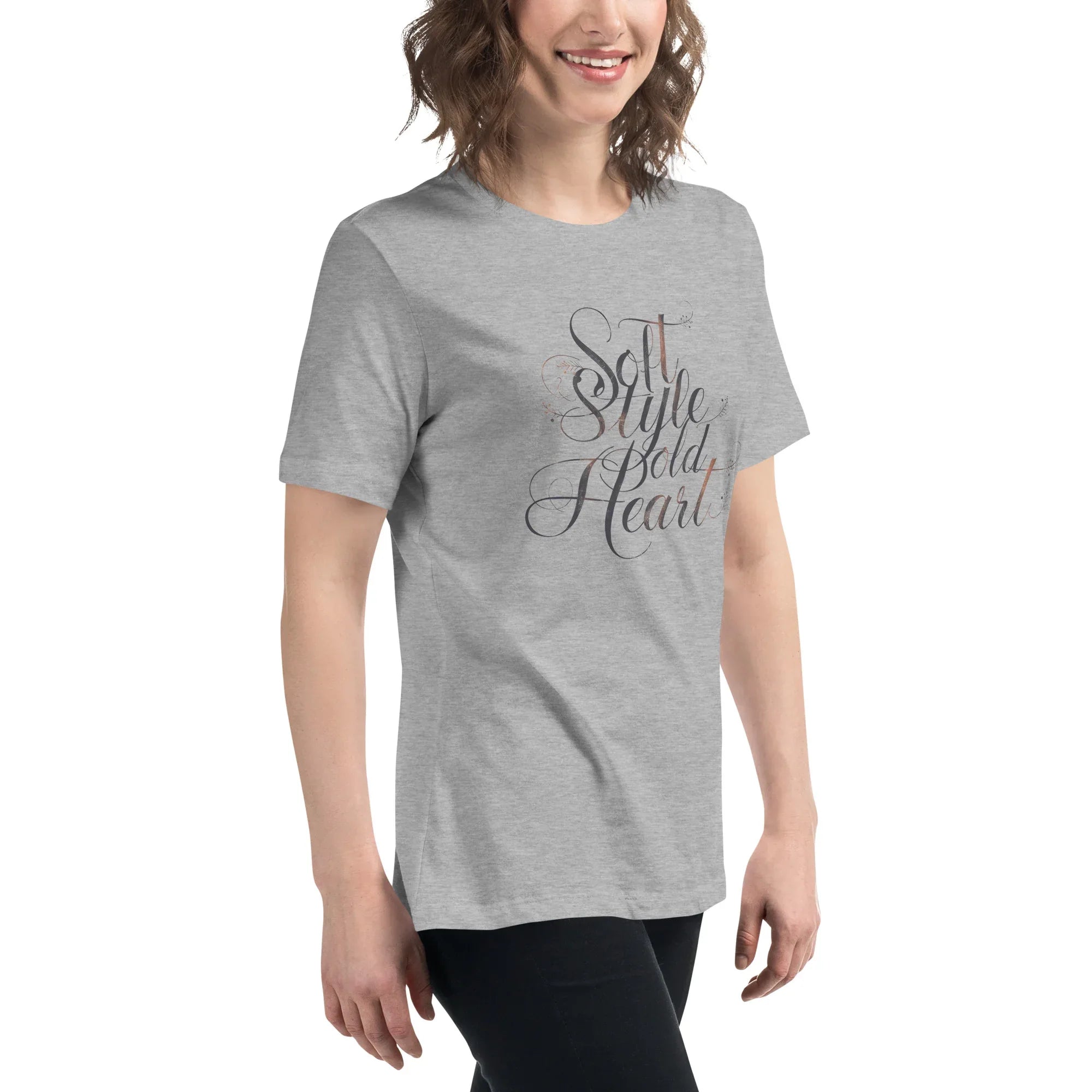Women's Relaxed T-Shirt | Soft Style Heart Women's t-shirt AwRans Clothing womens-relaxed-t-shirt-athletic-heather-right-front-67a40d038e69c