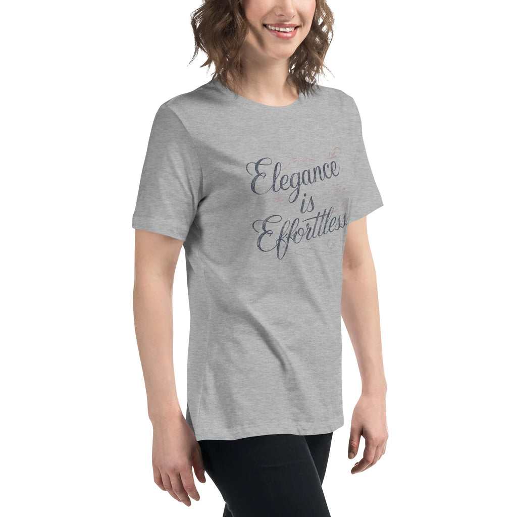 Women's Relaxed T-Shirt | Elegance Is Effortless Women's t-shirt AwRans Clothing womens-relaxed-t-shirt-athletic-heather-right-front-67a40dcd3f6f0