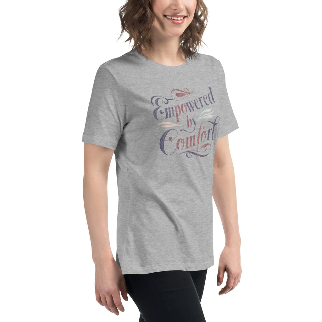 Women's Relaxed T-Shirt | Empowered By Comfort Women's t-shirt AwRans Clothing womens-relaxed-t-shirt-athletic-heather-right-front-67a40e9da665a