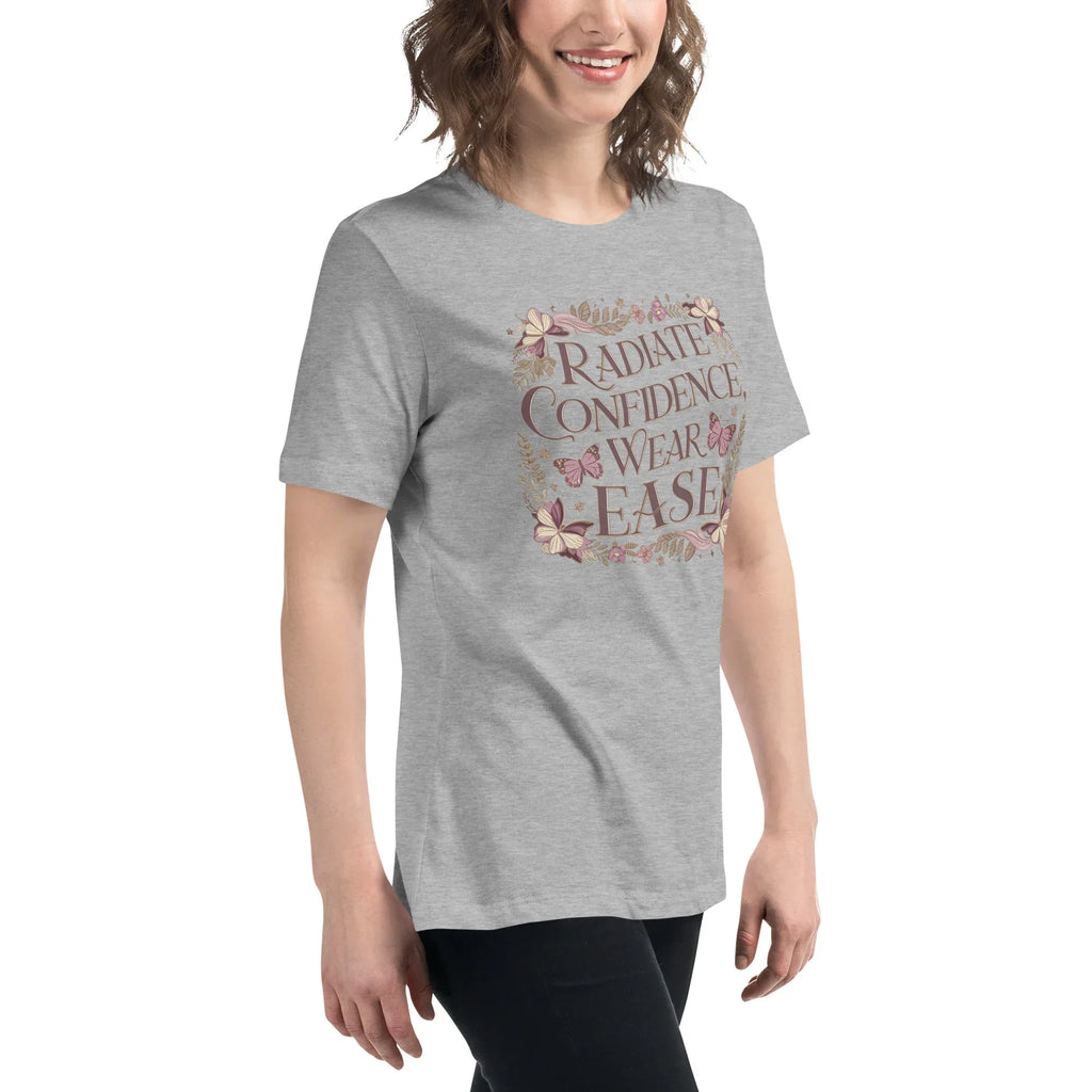Women's Relaxed T-Shirt | Radiate Confidence Ease Women's t-shirt AwRans Clothing womens-relaxed-t-shirt-athletic-heather-right-front-67a40ed87eca3