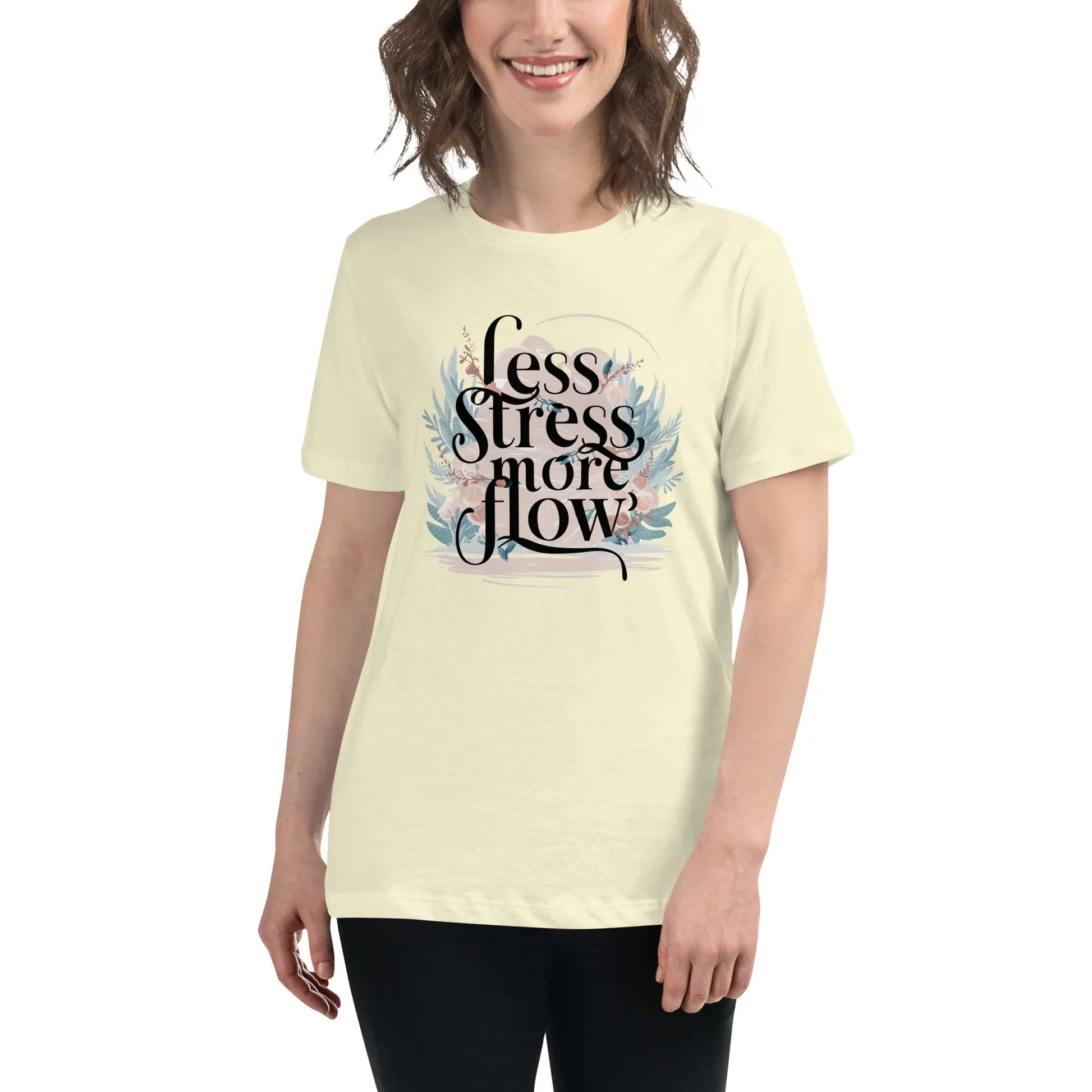 Women's Relaxed T-Shirt | Less Stress More Flow - AwRans Clothing