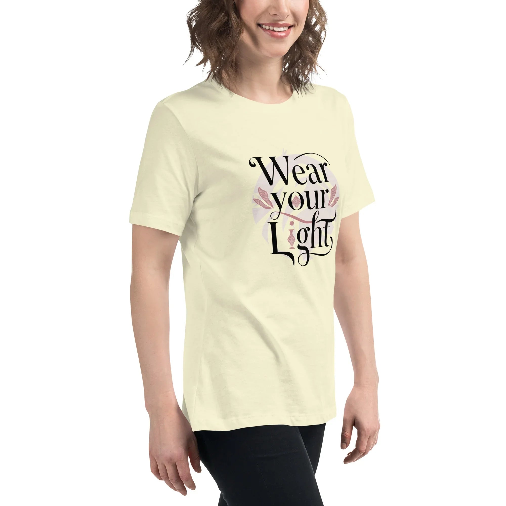 Women's Relaxed T-Shirt | Wear Your Light Women's t-shirt AwRans Clothing womens-relaxed-t-shirt-citron-right-front-67a40a2780172