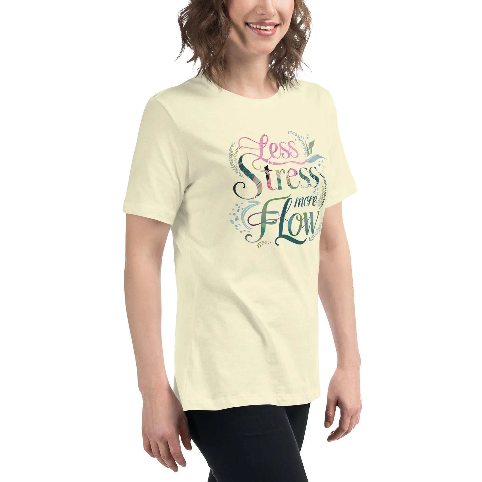 Women's Relaxed T-Shirt | Less Stress More Flow - AwRans Clothing