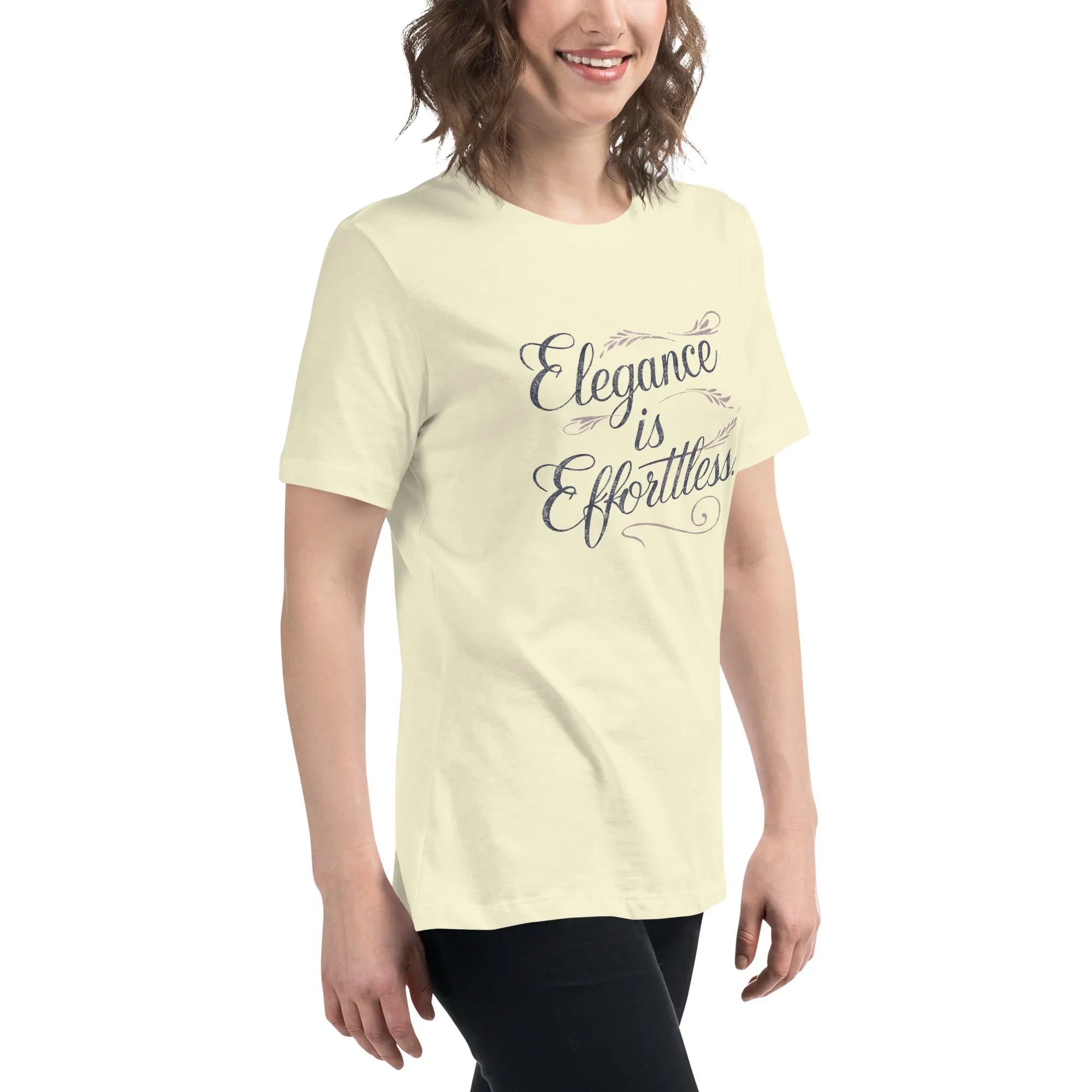 Women's Relaxed T-Shirt | Elegance Is Effortless Women's t-shirt AwRans Clothing womens-relaxed-t-shirt-citron-right-front-67a40dcd8365c