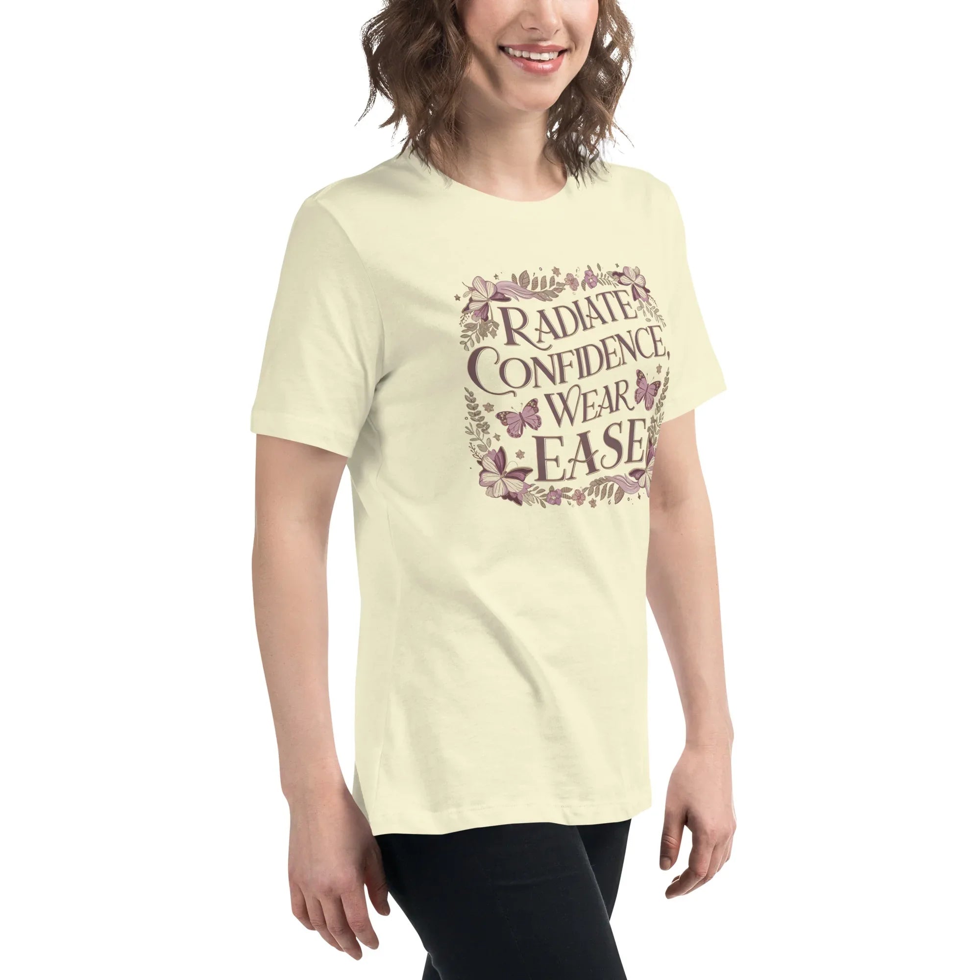 Women's Relaxed T-Shirt | Radiate Confidence Ease Women's t-shirt AwRans Clothing womens-relaxed-t-shirt-citron-right-front-67a40ed8cc5b5