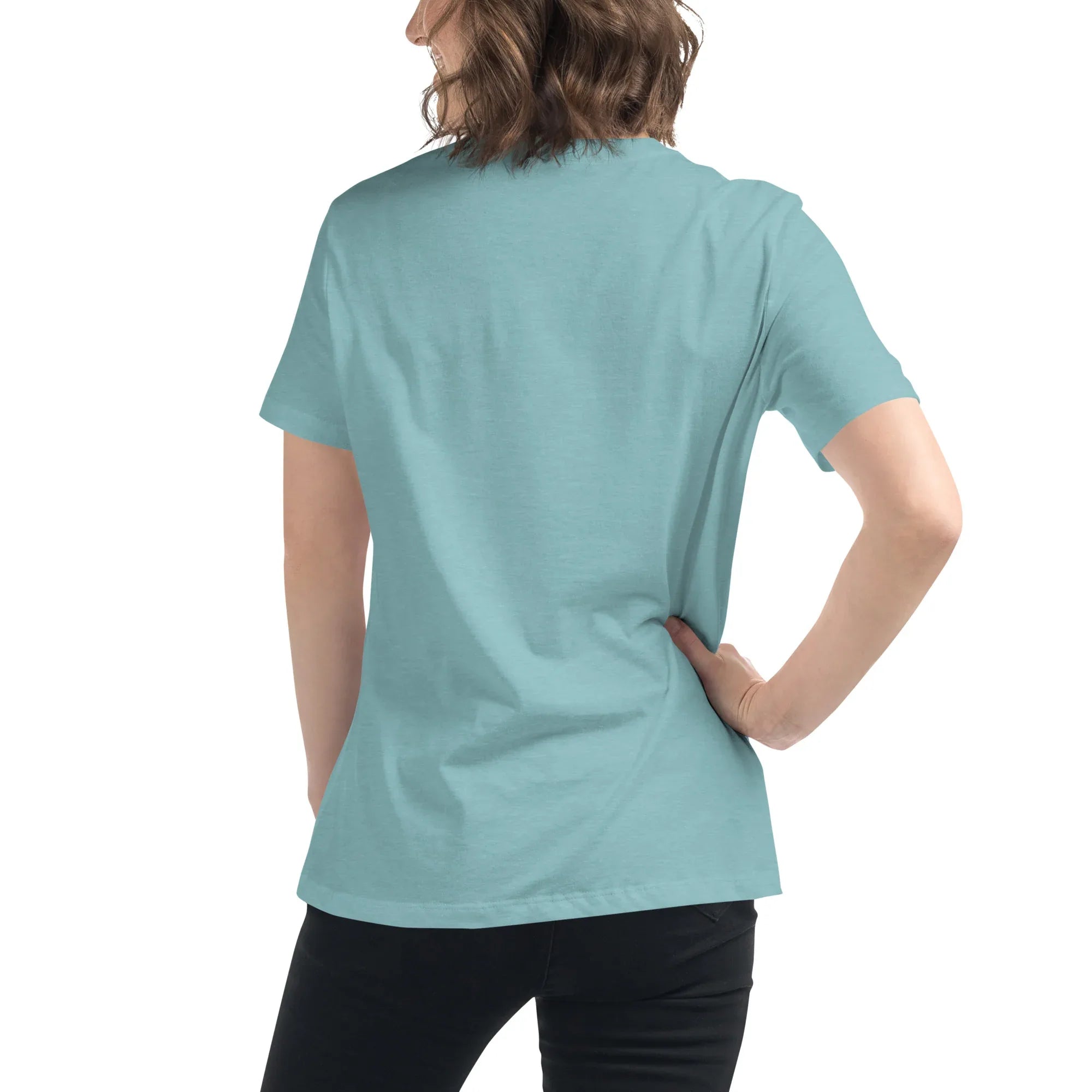 Women's Relaxed T-Shirt | Soft Style Heart Women's t-shirt AwRans Clothing womens-relaxed-t-shirt-heather-blue-lagoon-back-67a40d0386e6e