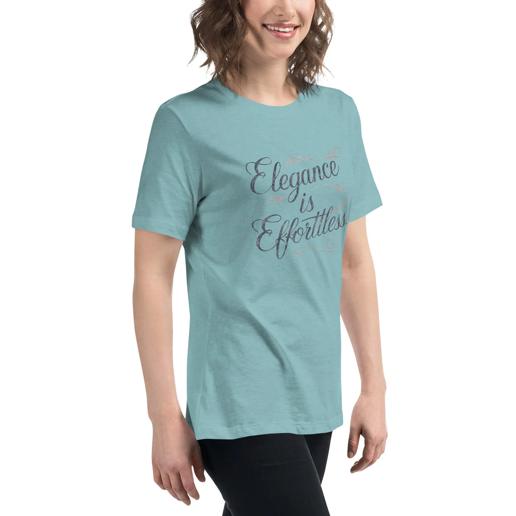 Women's Relaxed T-Shirt | Elegance Is Effortless Women's t-shirt AwRans Clothing womens-relaxed-t-shirt-heather-blue-lagoon-right-front-67a40dcd331ad